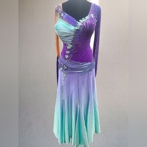 Purple and Blue Shaded Standard Ballroom Dress